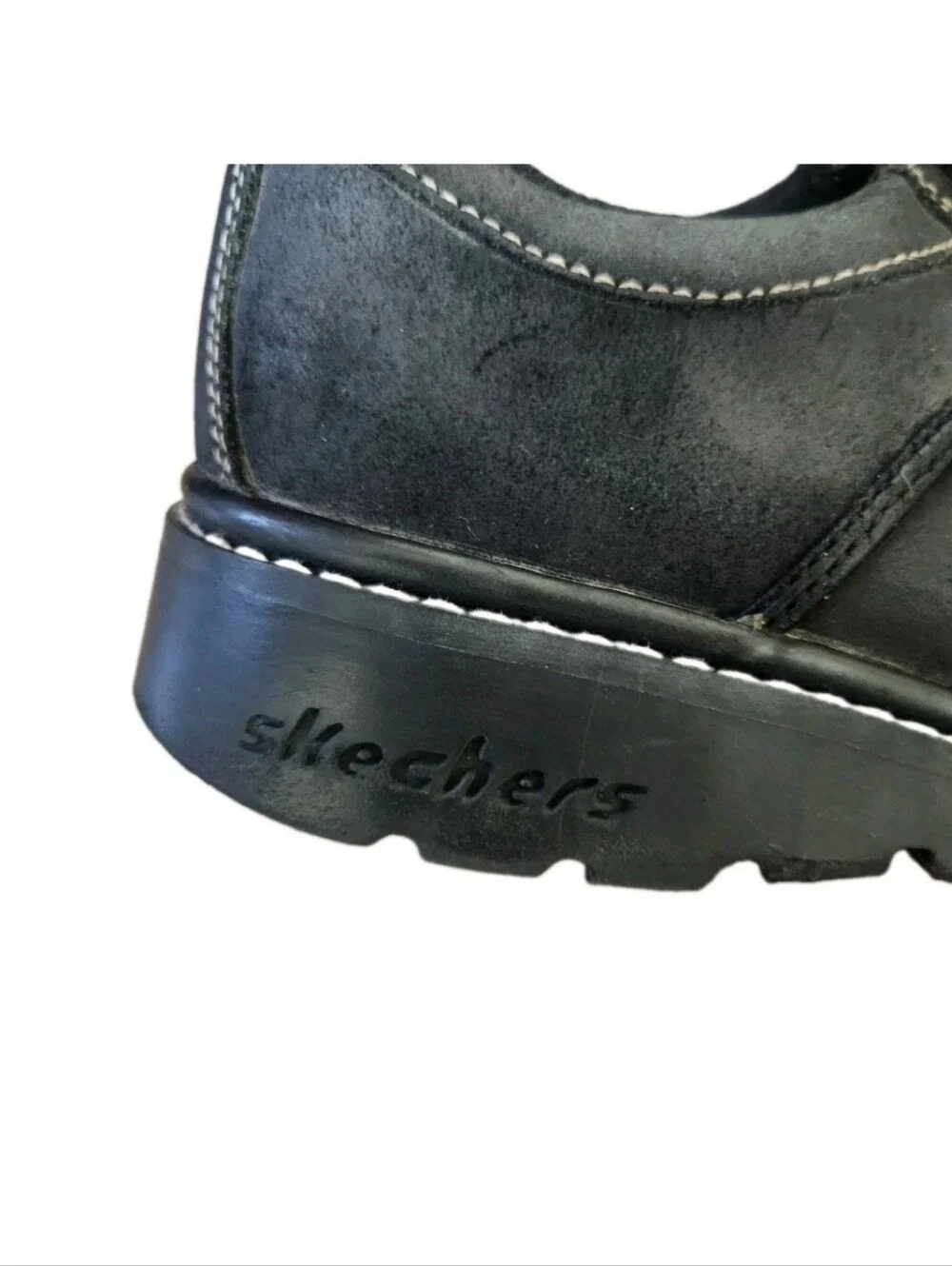 VTG Y2K Skechers Tredd Jammers 8 Black Suede 46406 Chunky Shoes Side Zip Pocket